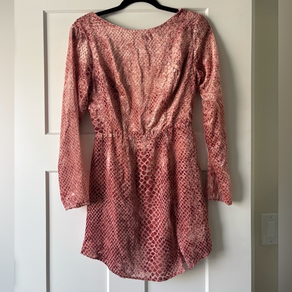 Angel Biba Pink Velvet Snakeskin Print Mini Dress Weddings Guest Size S NWT - Picture 1 of 5